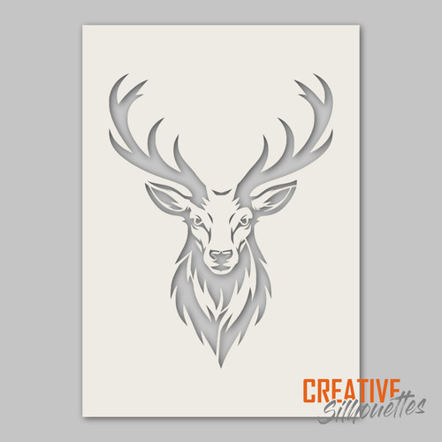 Stag head stencil - head,
