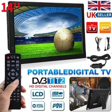 14'' Freeview 1080P HDMI HD Portable TV Digital Television Player PVR/USB 12V UK