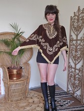 Vintage brown gold embroidered