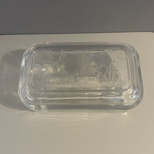 Vintage arcoroc glass butter - glass,