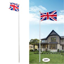 6.1M Pole Set Flag w/ Ball Outdoor Garden Kit 20ft Aluminum Flagpole Detachable