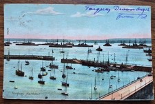 1909 Torquay Harbour Postcard Naval Fleet View. To West Quay Road Poole