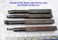 Quartet of 5/8" Shank Lathe Boring Bar Tooling by Edgar Allen et al Old Tool