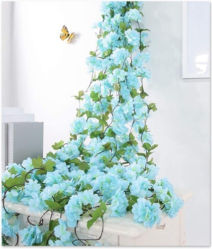 Blue artificial silk cherry - blue,