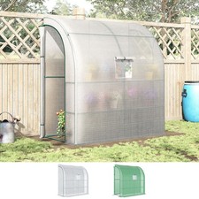 Walk-In Lean to Wall Greenhouse w/Window,Door,Shelf 200L x 100W x 213Hcm