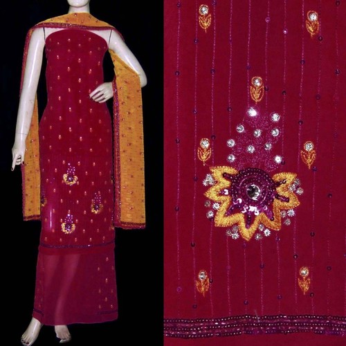 Maroon red georgette heavy - georgette,