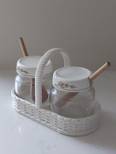 Vintage EMSA Jam Jars Basket Set Wooden Spoons West Germany