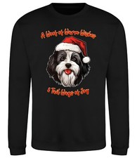 Havanese Christmas Dog Sweatshirt Adults Kids Santa Hat Woof Jumper Gift Xmas