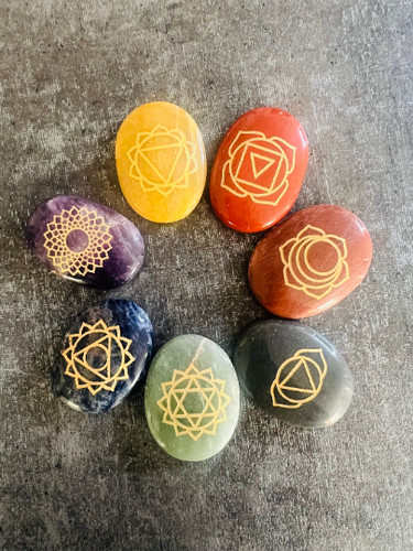 Chakra crystal set engraved - crystal,