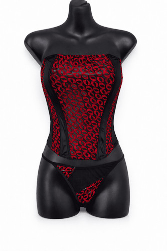 Ladies fire corset top thong - ladies,