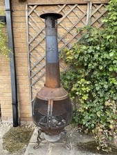 Vintage Garden Chiminea With Swing-out BBQ Grill, Height approx 179cm