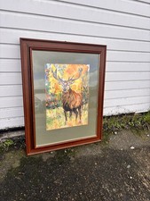 Stag Deer Painting Signed JH