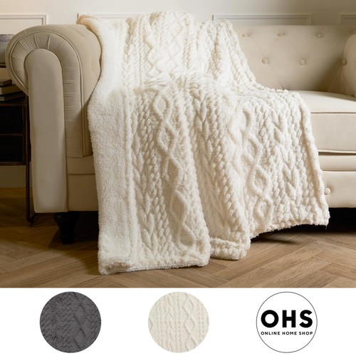 Ohs cable knit blanket sherpa - cable,