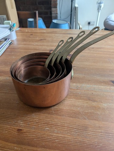 Rustic french copper saucepans - french,