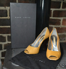 PURA LOPEZ Murcia 201 Leather Peep Toe Heels Shoes Daniel £179new 38.5 UK 5.5