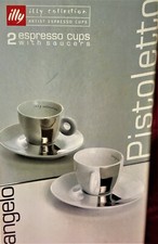 Illy Art Collection 2002 Michelangelo Pistoletto Mirror Glaze Espresso Cup Set