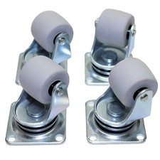 4 x Heavy Duty 30mm Grey Rubber Swivel Castor Wheels for Furniture - No Brake