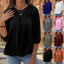 Women 3/4 Puff Sleeve Crew