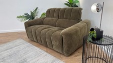 Sofology The Nobu 2 Seater Fabric Sofa in Relaxed Chenille Olive Green