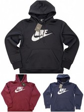 Nike Fleece Hoodie Jumper Black Navy Maroon White Logo Cotton Blend