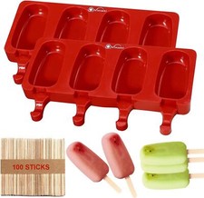 Vinsani Ice Lolly Moulds Silicone Cavity Ice Cream Makers Food Grade BPA Free