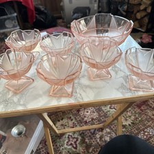 Vintage pink glass trifle bowl - pink,
