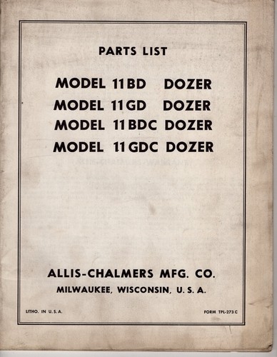 Parts list allis - parts, allis-chalmers