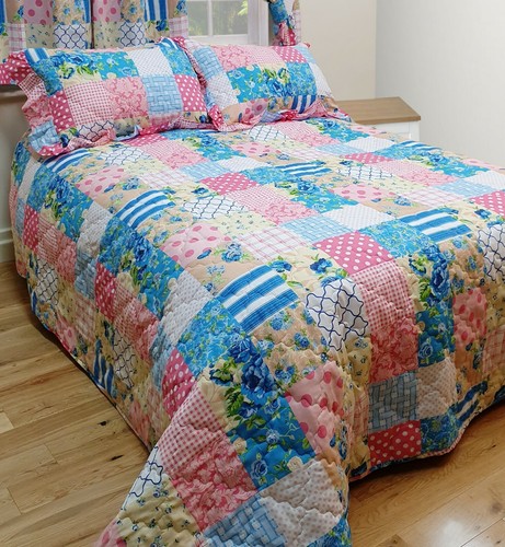 Patchwork blue bedspread - blue, set