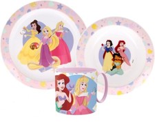 DISNEY PRINCESS CHILDRENS 3 PC DINNER BREAKFAST SET PLATE BOWL MUG SET