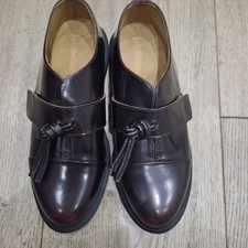 New Dr Martens Eliza Red Cherry Polished Leather Loafers Oxford Shoes Size Uk 7