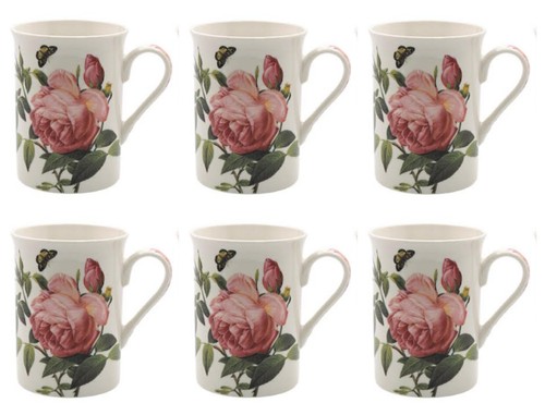 Set fine china rose mugs - of,