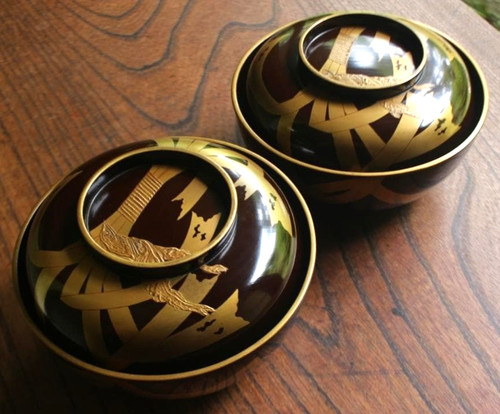 Japanese wooden wajima - wooden, lacquer