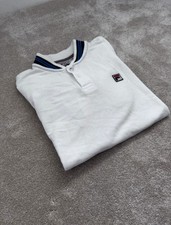 FILA VINTAGE SKIPPA POLO T-SHIRT WHITE - UK MENS Size LARGE - 1980’s Classic!