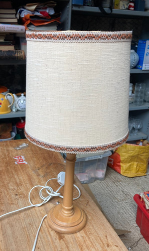 Brown wooden table lamp - table,