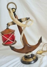 Nautical Anchor Hanging Lantern Table Lamp Antique Rare 60's-70's 