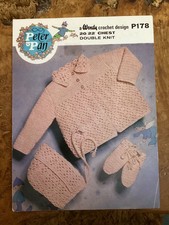 Baby crochet Patterns DK Matinee Coat Hat & Mitts 20-22” Peter Pan 178
