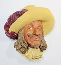 Bossons, Vintage 1960 Cavalier Chalkware Head Wall Plaque