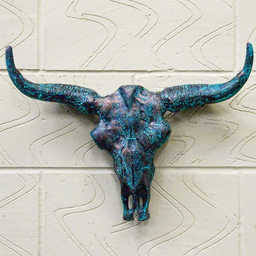 Cast aluminium verdigris - verdigris, skull