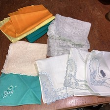 11 Linen/Cotton  Vintage Ladies Hankies Mixed Colours