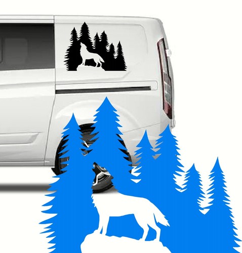 Howling wolf forest car - howling, decal