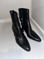 Zara Black Leather Cowboy Boots UK8 EU41 US10 # B131