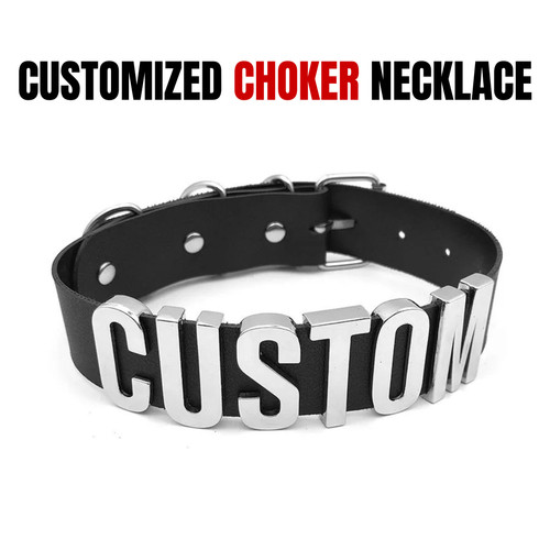 Black leather goth choker - black,
