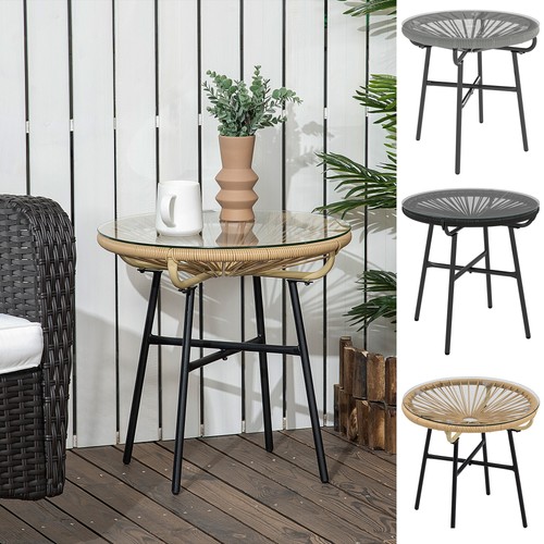 Round rattan side - round, with