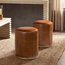 Leather Ottoman Stool Round