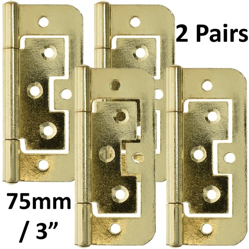Brass flush hinges 75mm - flush,