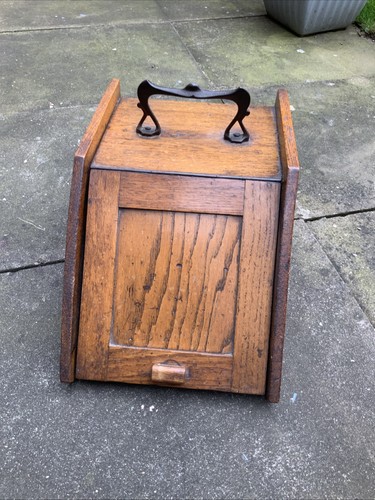 Vintage wooden coal scuttle - coal,
