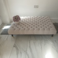 Chesterfield Deep Cushioned Buttons XL Naple Fabric Footstool Coffee Table.