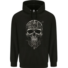 Mechanical Skull Clock Watch Mechanic Engineer Mens 80% Cotton Hoodie
