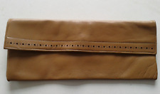 JANE SHILTON vintage caramel coloured leather envelope clutch bag purse lined