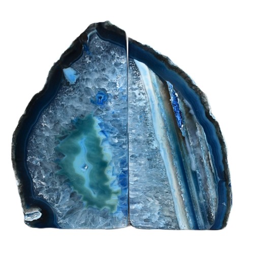 Blue agate bookends - blue,